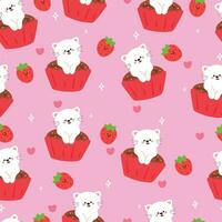 seamless pattern cartoon cute dessert character. cute food wallpaper for textile, gift wrap paper vector