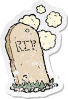 retro distressed sticker of a cartoon spooky grave png