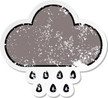 distressed sticker of a cute cartoon storm rain cloud png