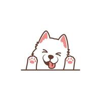 Funny samoyed puppy cartoon, vector illustration