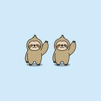 Funny sloth waving paw cartoon, vector illustration