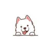 Cute samoyed dog cartoon, vector illustration