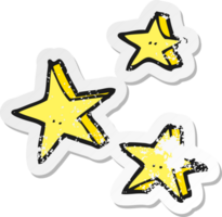 autocollant rétro en détresse d'étoiles décoratives de doodle de dessin animé png
