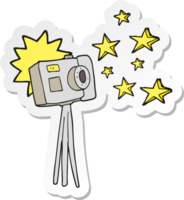 sticker of a cartoon camera on tripod with flash png