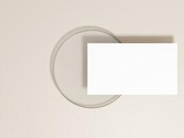 Blank business card mockup with minimalist brown background photo