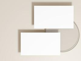 Blank business card mockup with minimalist brown background photo