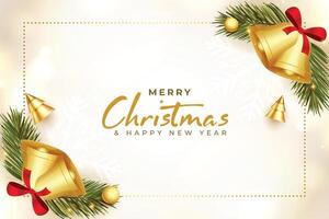 merry christmas festival realistic bells greeting wishes background vector