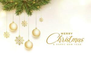 elegant christmas greeting with realistic decoration vector