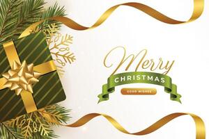 merry christmas good wishes greeting with 3d realistic elements vector