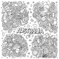Australia Country cartoon vector doodle designs set.