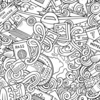 Traveling hand drawn doodles seamless pattern. vector