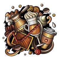 Cartoon vector doodles Coffee House illustration