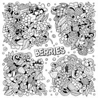 Berries cartoon vector doodle designs set.