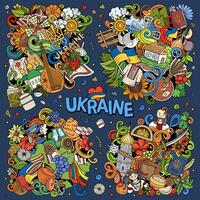 Ukraine cartoon vector doodle designs set.