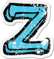 retro distressed sticker of a cartoon letter Z png