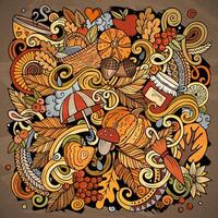 Autumn cartoon vector doodles illustration