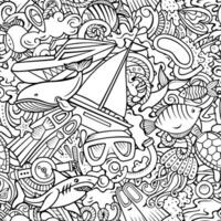 Cartoon doodles Diving seamless pattern. vector