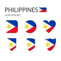 Philippines 3d flag icons of 6 shapes all isolated on white background. vector