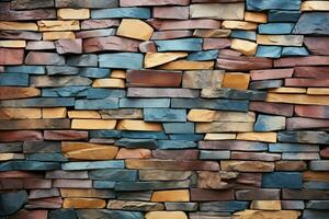 AI generated Textured elegance Colorful patterns on stone walls enhance architectural charm photo