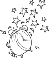 black and white cartoon ringing alarm clock png