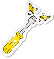 retro distressed sticker of a cartoon screwdriver png