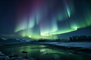 AI generated A breathtaking spectacle the beautiful aurora lights up the night photo