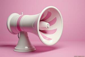 AI generated Megaphone prominence White or pink stripes with symbol circles, 3D photo