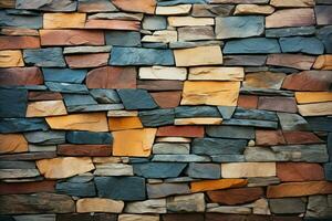 AI generated Textured elegance Colorful patterns on stone walls enhance architectural charm photo