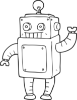 noir et blanc dessin animé robot png