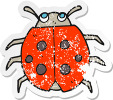 retro distressed sticker of a cartoon ladybug png