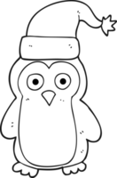 black and white cartoon christmas penguin png