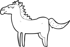 black and white cartoon horse png