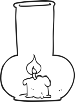 black and white cartoon old glass lamp and candle png