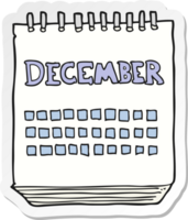 klistermärke av en tecknad serie kalender som visar månad av december png