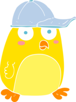 ilustración de color plano de un pájaro de dibujos animados en gorra png