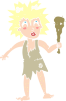 flat color illustration of a cartoon cave woman png