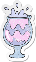 retro distressed sticker of a cartoon weird cocktail png