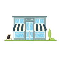 Vector flat icon shop, market, store or cafe For web design and application interface, also useful for infographics. Vector illustration. Store landscape flat design on the white.