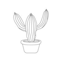 Continuous one line drawing of cactus plants outline vector art illustration