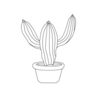 Continuous one line drawing of cactus plants outline vector art illustration