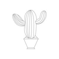 Continuous one line drawing of cactus plants outline vector art illustration