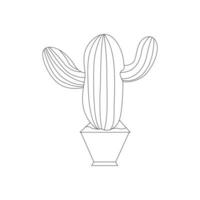 Continuous one line drawing of cactus plants outline vector art illustration