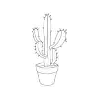 Continuous one line drawing of cactus plants outline vector art illustration