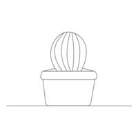 Continuous one line drawing of cactus plants outline vector art illustration