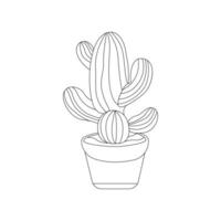 Continuous one line drawing of cactus plants outline vector art illustration