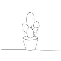 Continuous one line drawing of cactus plants outline vector art illustration