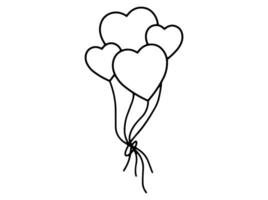 mano dibujado amor globo san valentin día vector