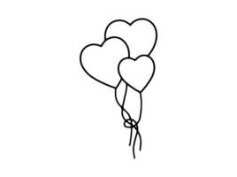 Anniversary Celebrate with Heart Balloon Line Art vector