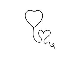 Anniversary Celebrate with Heart Balloon Line Art vector