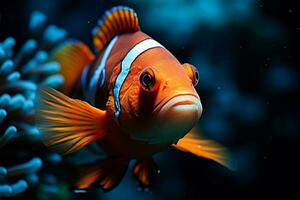 ai generado submarino belleza capturado un retrato de un maravilloso pescado nadando foto